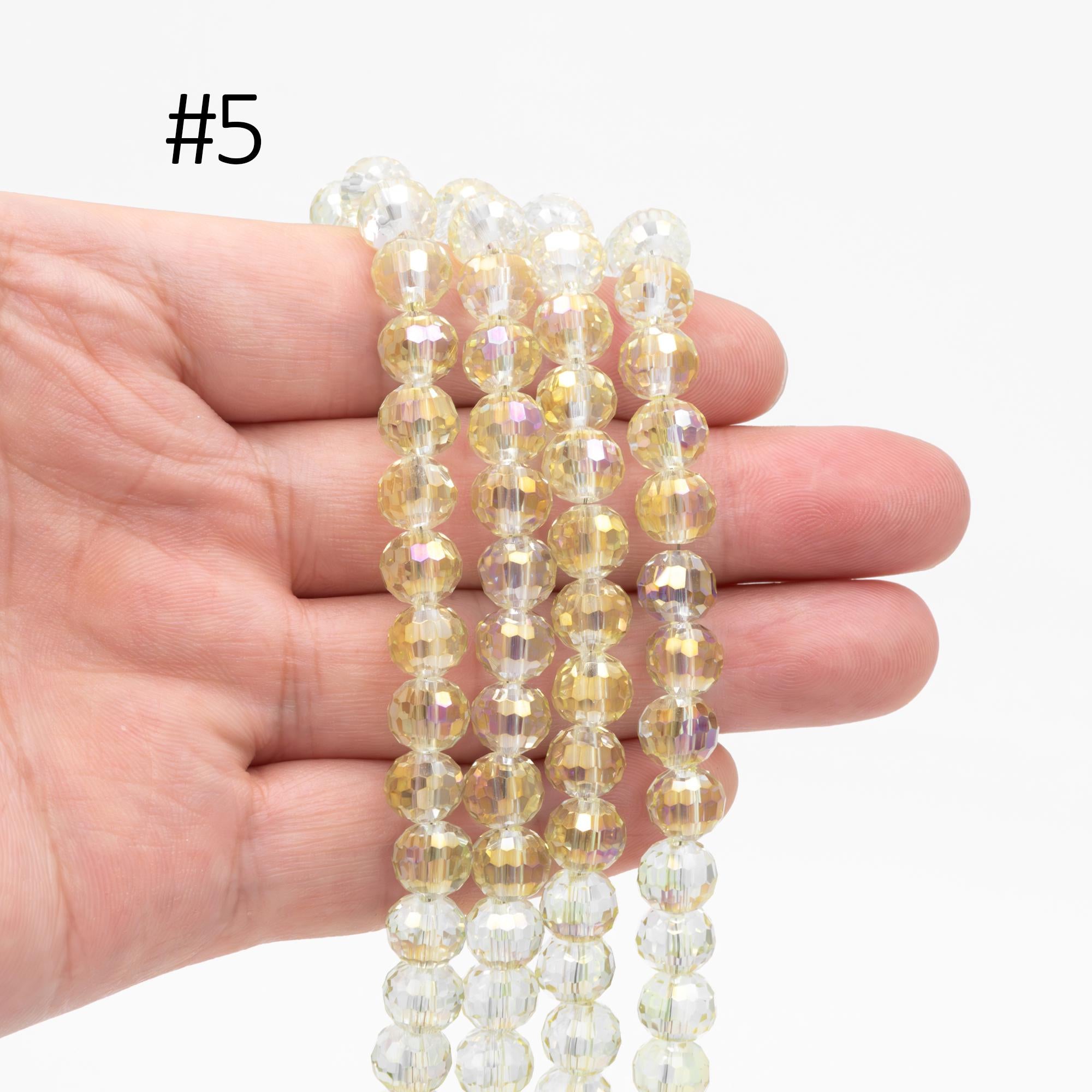 70pcs Round Faceted Crystal Glass Beads 8mm (96QZ-08)
